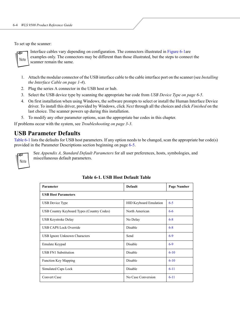 Usb parameter defaults | Wasp Bar Code WLS 9500 User Manual | Page 72 / 189