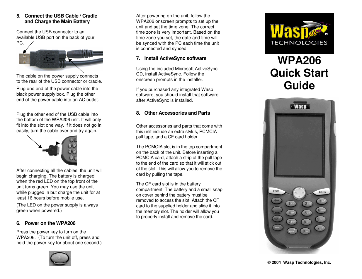 Wasp Bar Code WPA206 User Manual | 2 pages