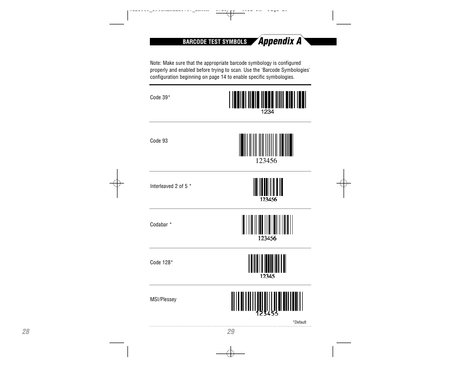 Appendix a | Wasp Bar Code CCD Scanner User Manual | Page 31 / 44