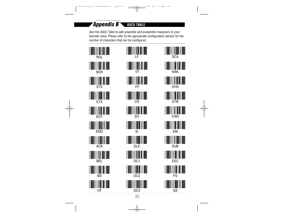 Appendix b | Wasp Bar Code CCD Scanner User Manual | Page 34 / 44