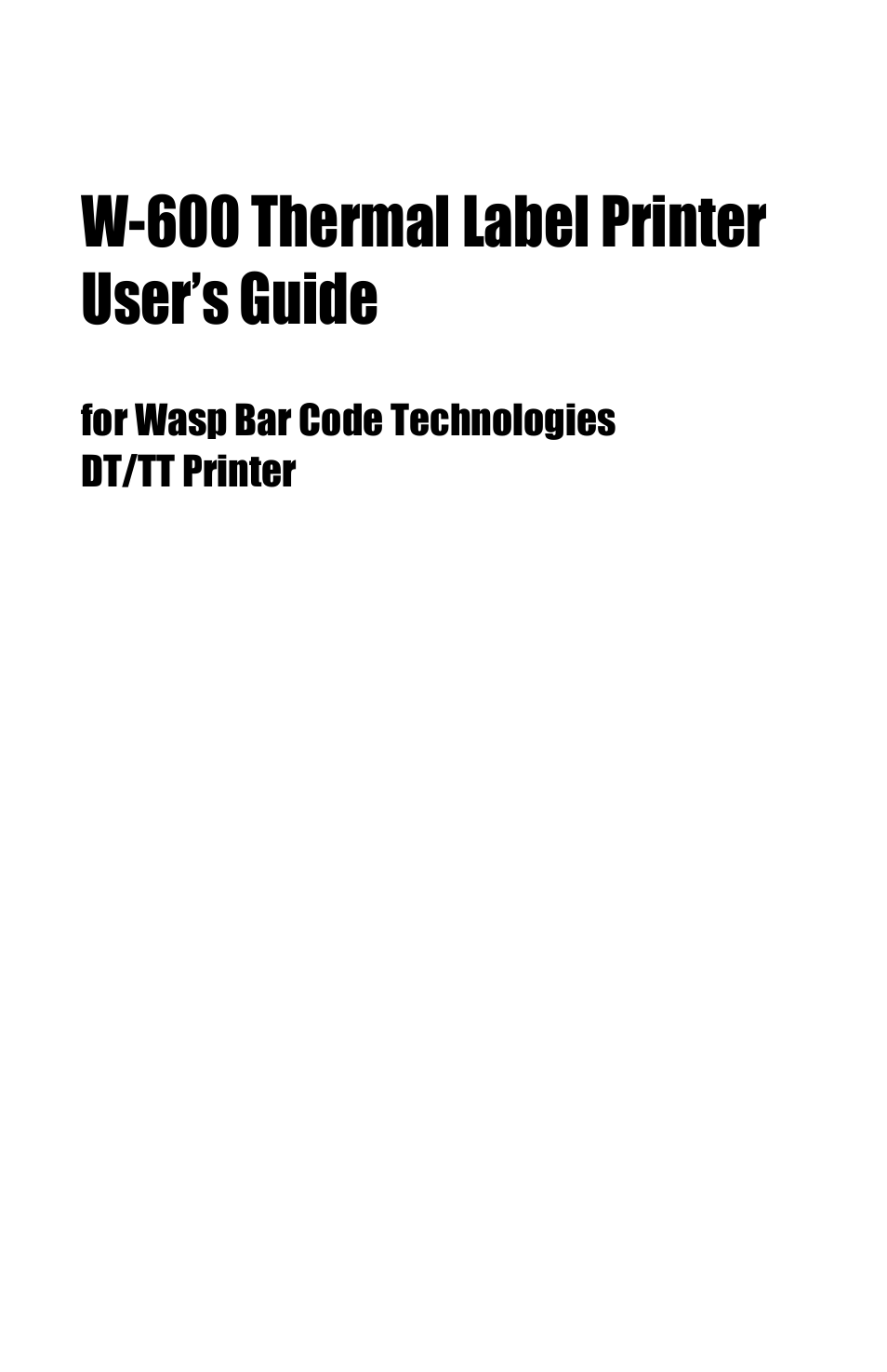 Wasp Bar Code W-600 User Manual | 24 pages