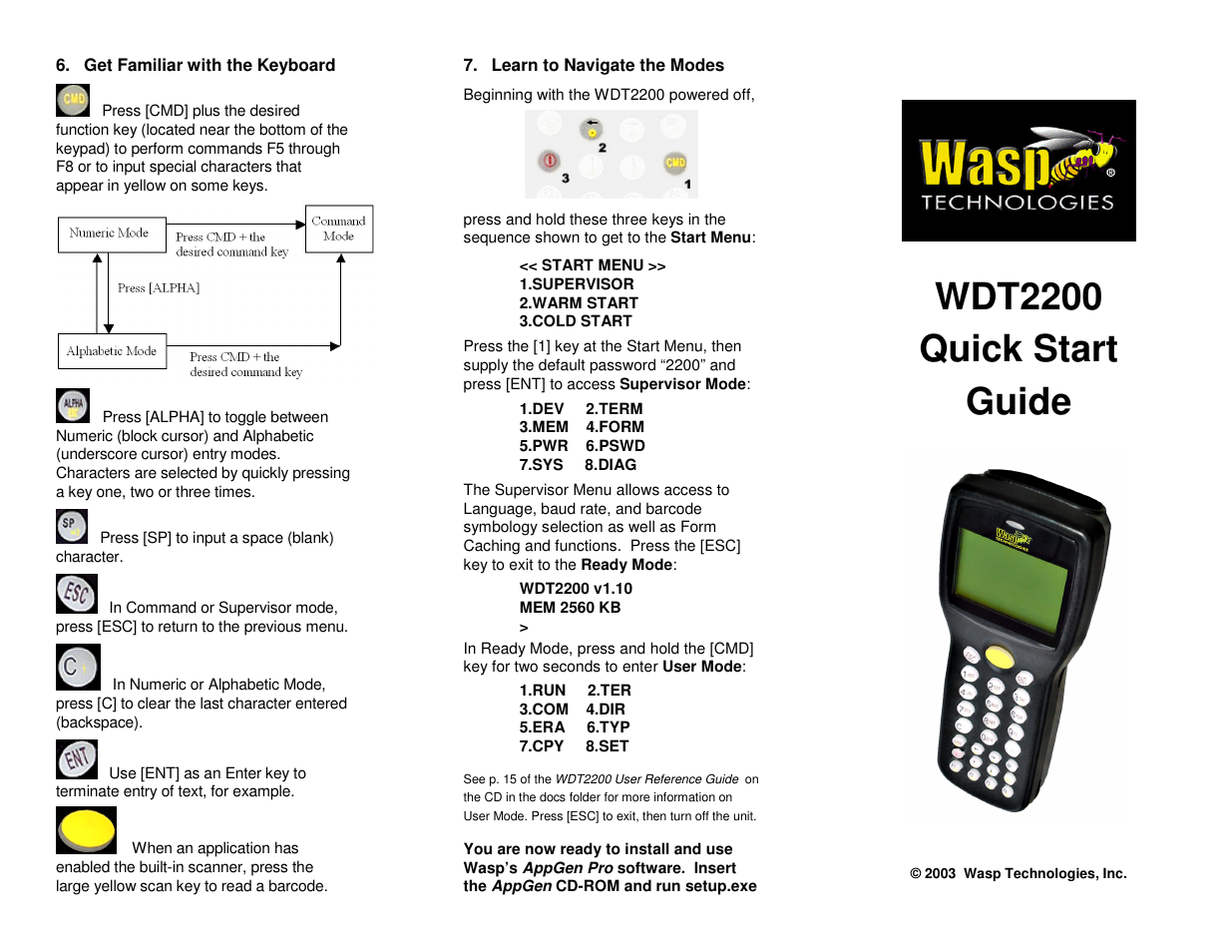 Wasp Bar Code WDT2200 User Manual | 2 pages