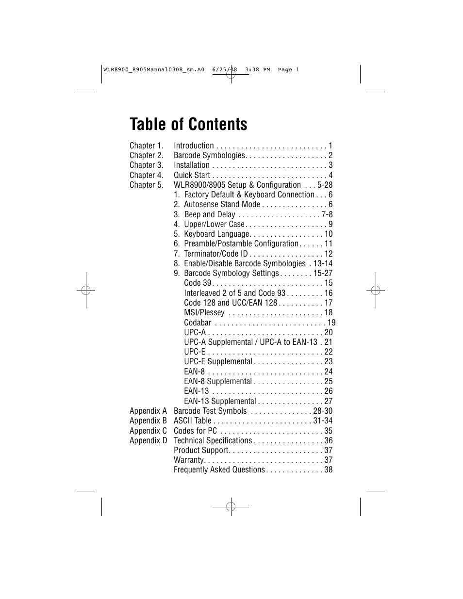 Wasp Bar Code WLR8900 Series User Manual | Page 3 / 44