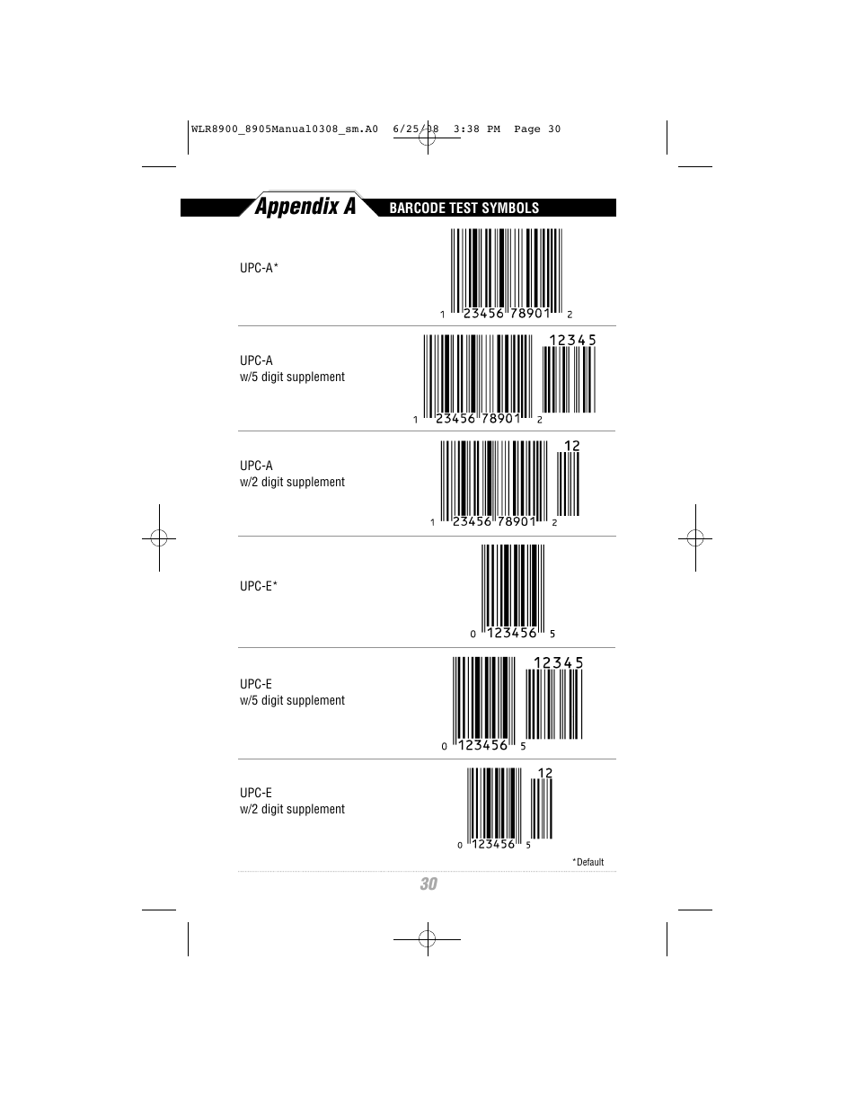 Appendix a | Wasp Bar Code WLR8900 Series User Manual | Page 32 / 44