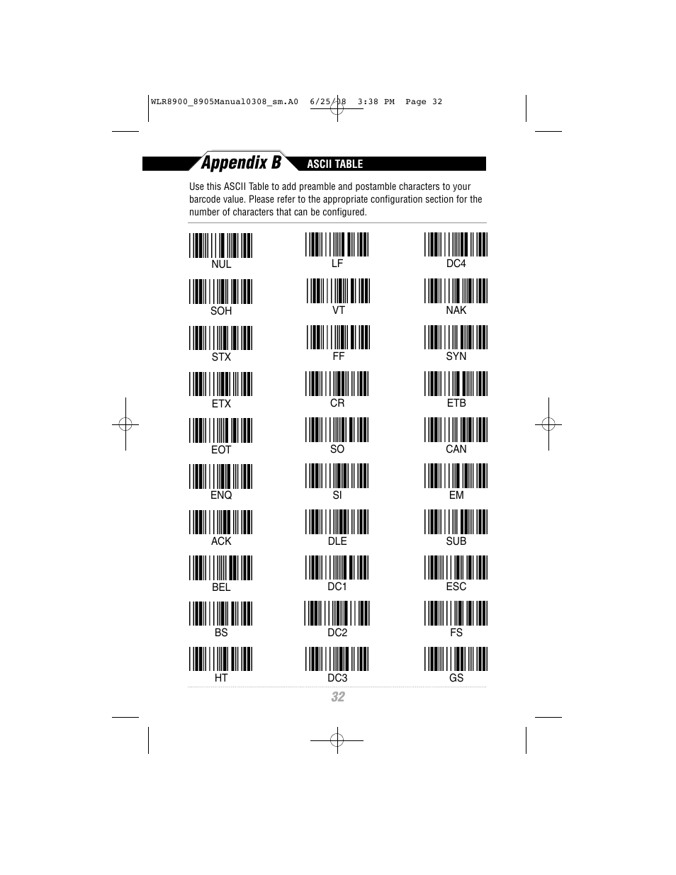 Appendix b | Wasp Bar Code WLR8900 Series User Manual | Page 34 / 44
