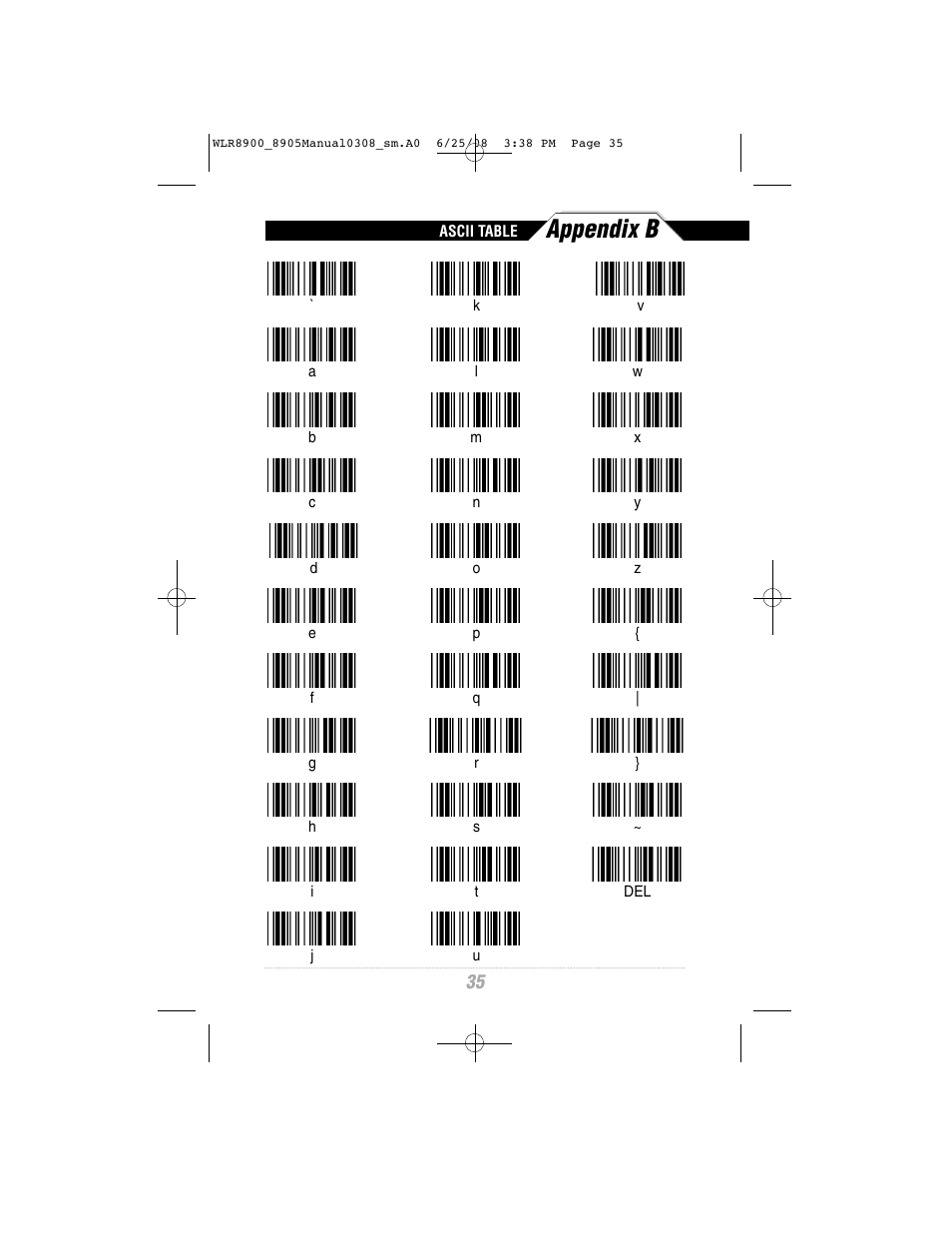 Appendix b | Wasp Bar Code WLR8900 Series User Manual | Page 37 / 44