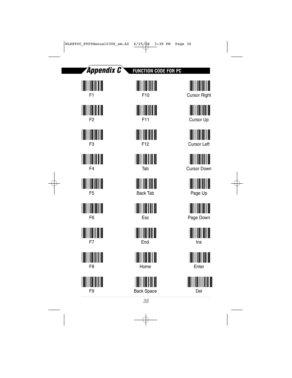 Appendix c | Wasp Bar Code WLR8900 Series User Manual | Page 38 / 44