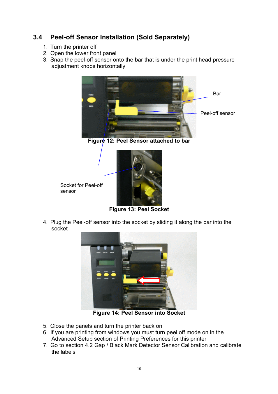 4peel-off sensor installation (sold separately), 4 peel-off sensor installation (sold separately) | Wasp Bar Code Wasp WPL606 User Manual | Page 14 / 24