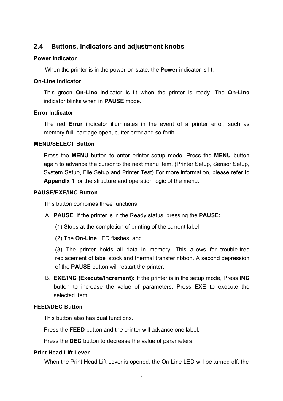 4buttons, indicators and adjustment knobs, 4 buttons, indicators and adjustment knobs | Wasp Bar Code Wasp WPL606 User Manual | Page 9 / 24