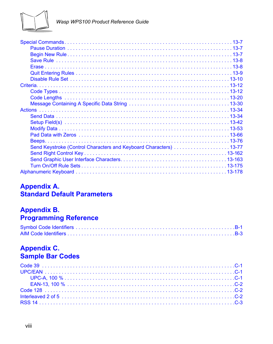 Appendix c. sample bar codes | Wasp Bar Code WPS100 User Manual | Page 10 / 466