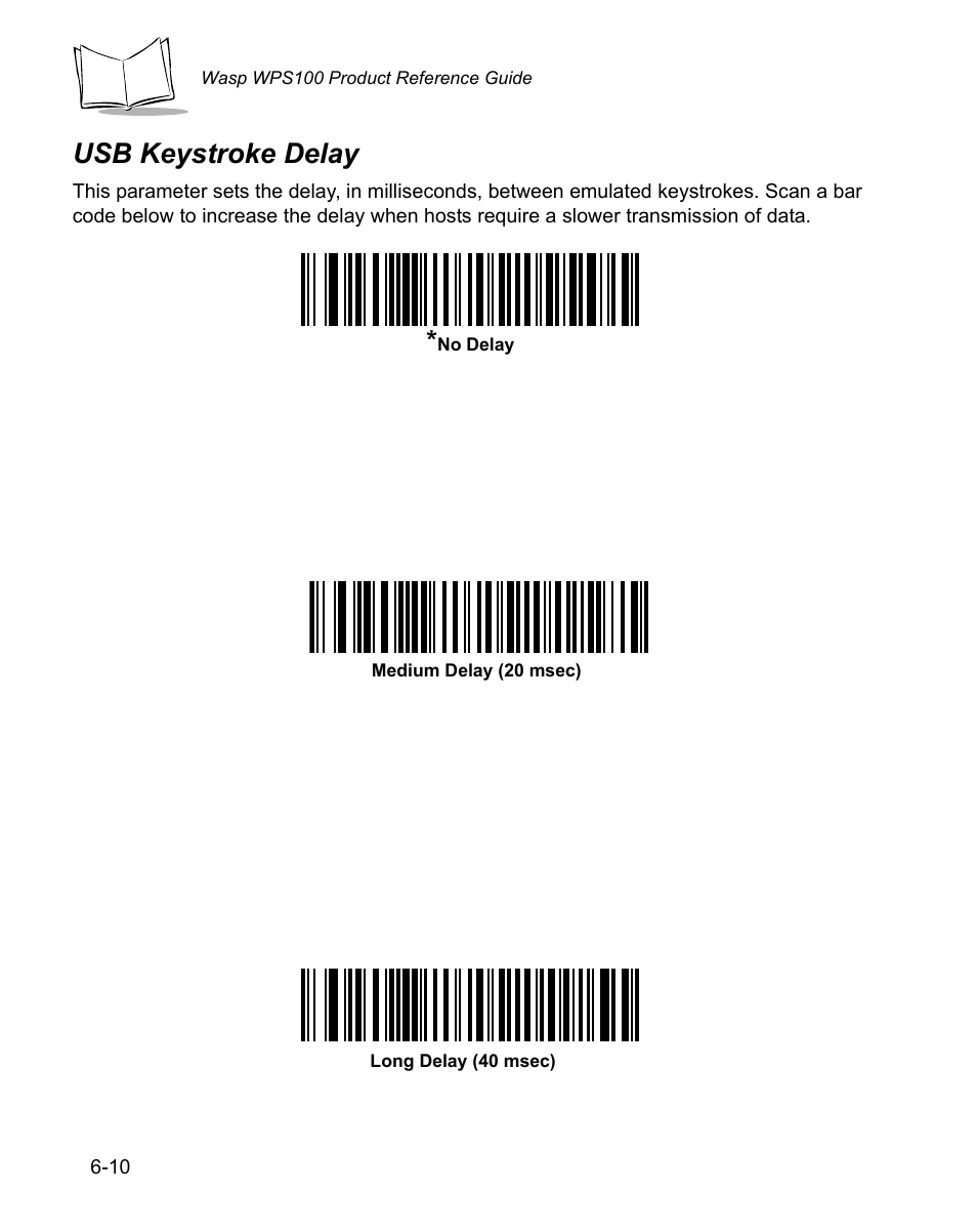 Usb keystroke delay, Usb keystroke delay -10 | Wasp Bar Code WPS100 User Manual | Page 102 / 466