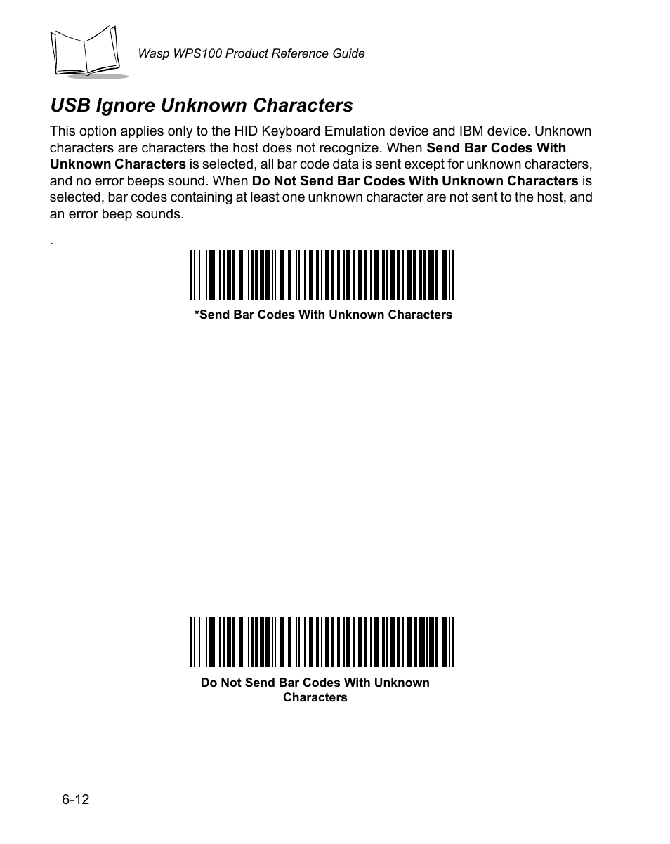 Usb ignore unknown characters, Usb ignore unknown characters -12 | Wasp Bar Code WPS100 User Manual | Page 104 / 466