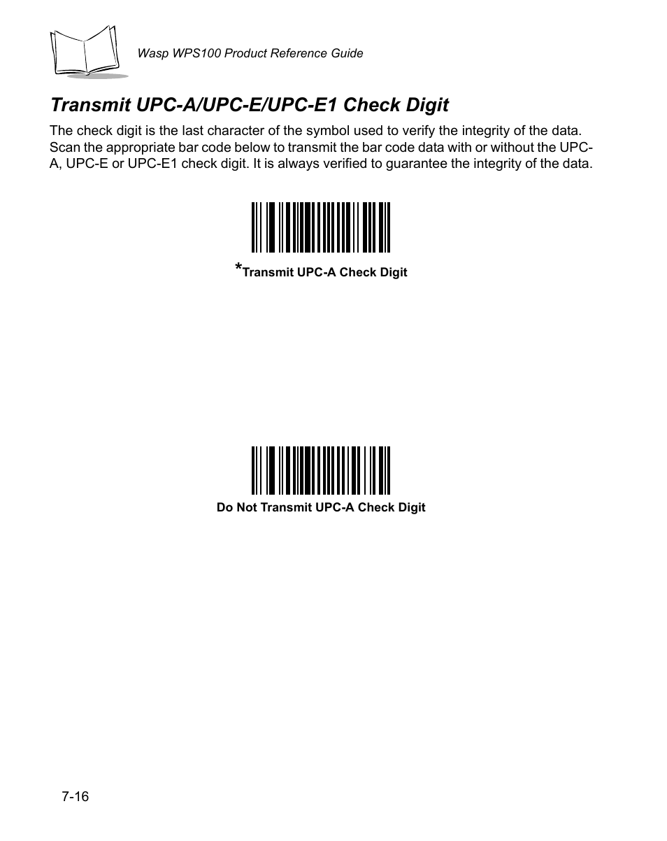 Transmit upc-a/upc-e/upc-e1 check digit, Transmit upc-a/upc-e/upc-e1 check digit -16 | Wasp Bar Code WPS100 User Manual | Page 136 / 466