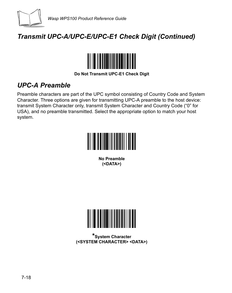 Upc-a preamble, Upc-a preamble -18 | Wasp Bar Code WPS100 User Manual | Page 138 / 466