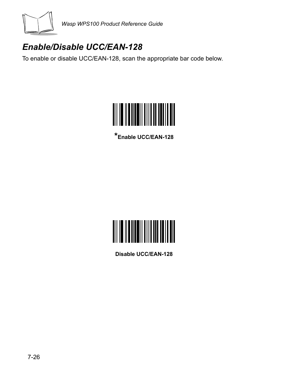 Enable/disable ucc/ean-128, Enable/disable ucc/ean-128 -26 | Wasp Bar Code WPS100 User Manual | Page 146 / 466