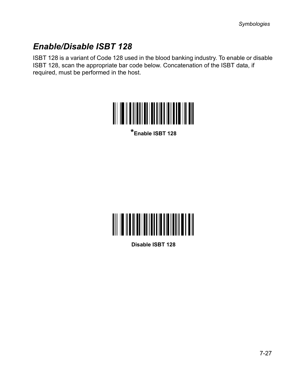 Enable/disable isbt 128, Enable/disable isbt 128 -27 | Wasp Bar Code WPS100 User Manual | Page 147 / 466