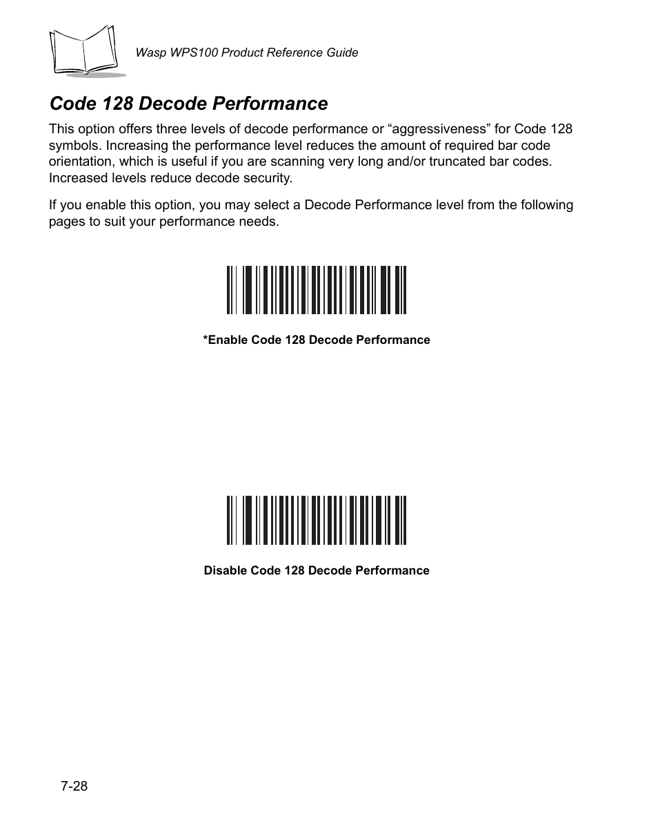 Code 128 decode performance, Code 128 decode performance -28 | Wasp Bar Code WPS100 User Manual | Page 148 / 466