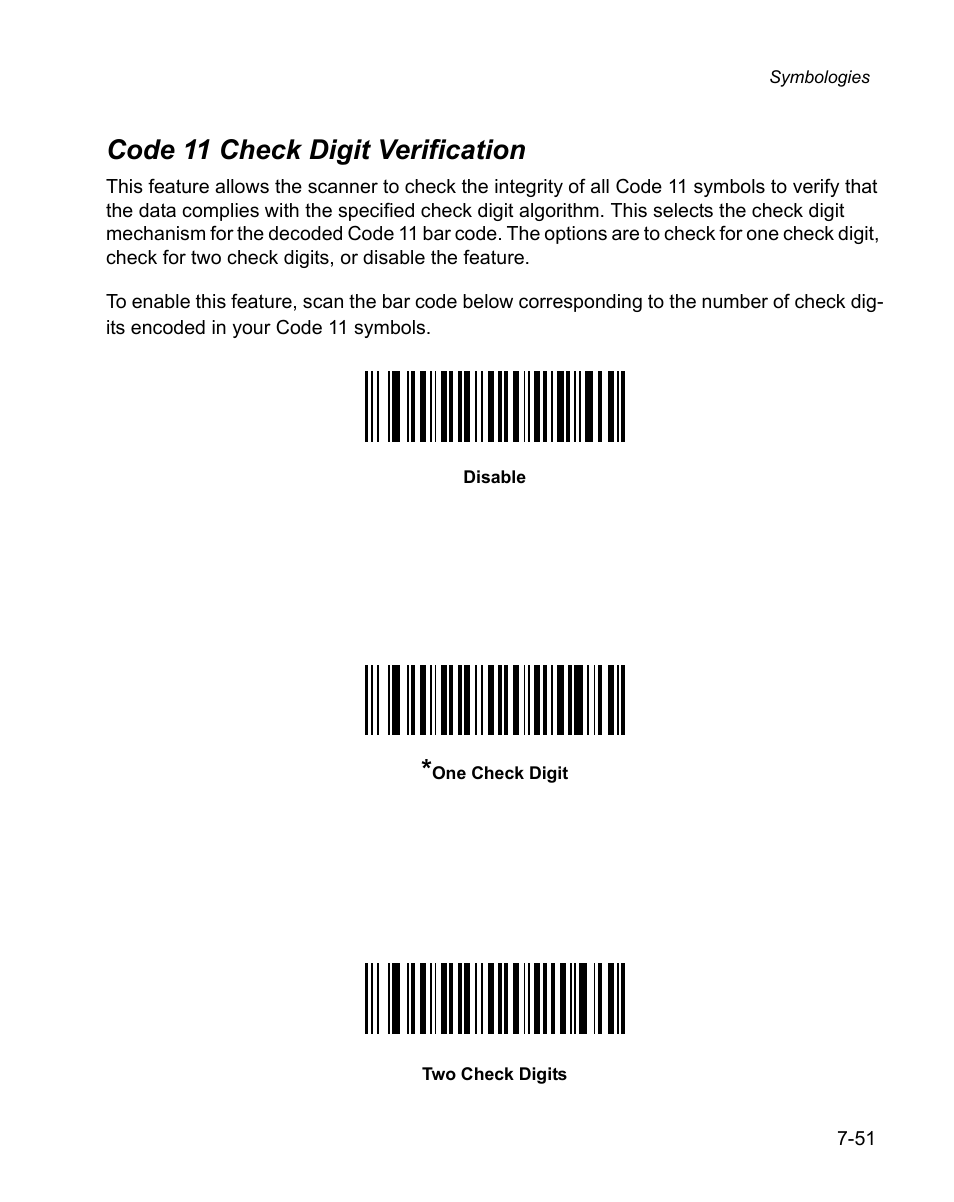 Code 11 check digit verification, Code 11 check digit verification -51 | Wasp Bar Code WPS100 User Manual | Page 171 / 466