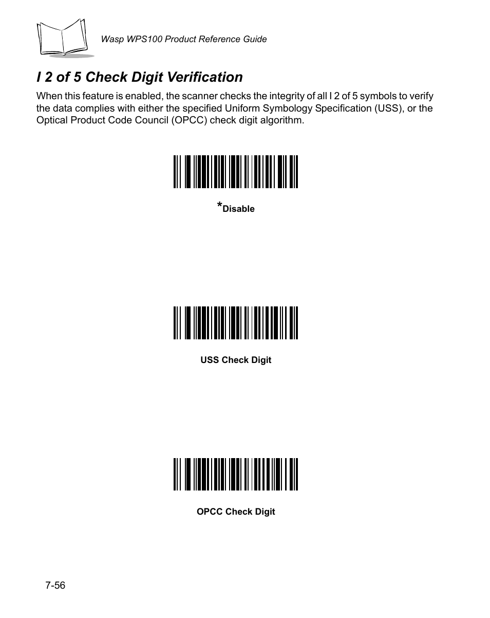 I 2 of 5 check digit verification, I 2 of 5 check digit verification -56 | Wasp Bar Code WPS100 User Manual | Page 176 / 466