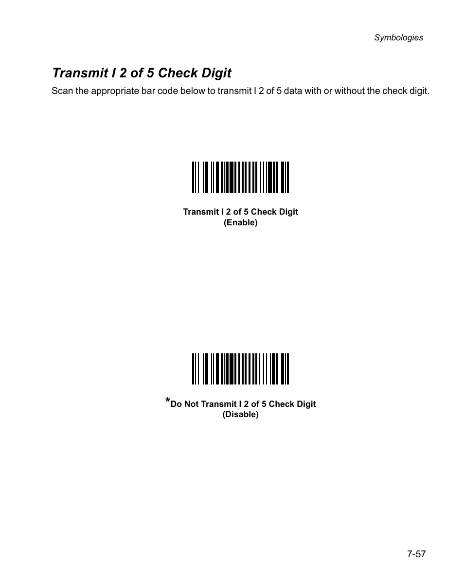 Transmit i 2 of 5 check digit, Transmit i 2 of 5 check digit -57 | Wasp Bar Code WPS100 User Manual | Page 177 / 466