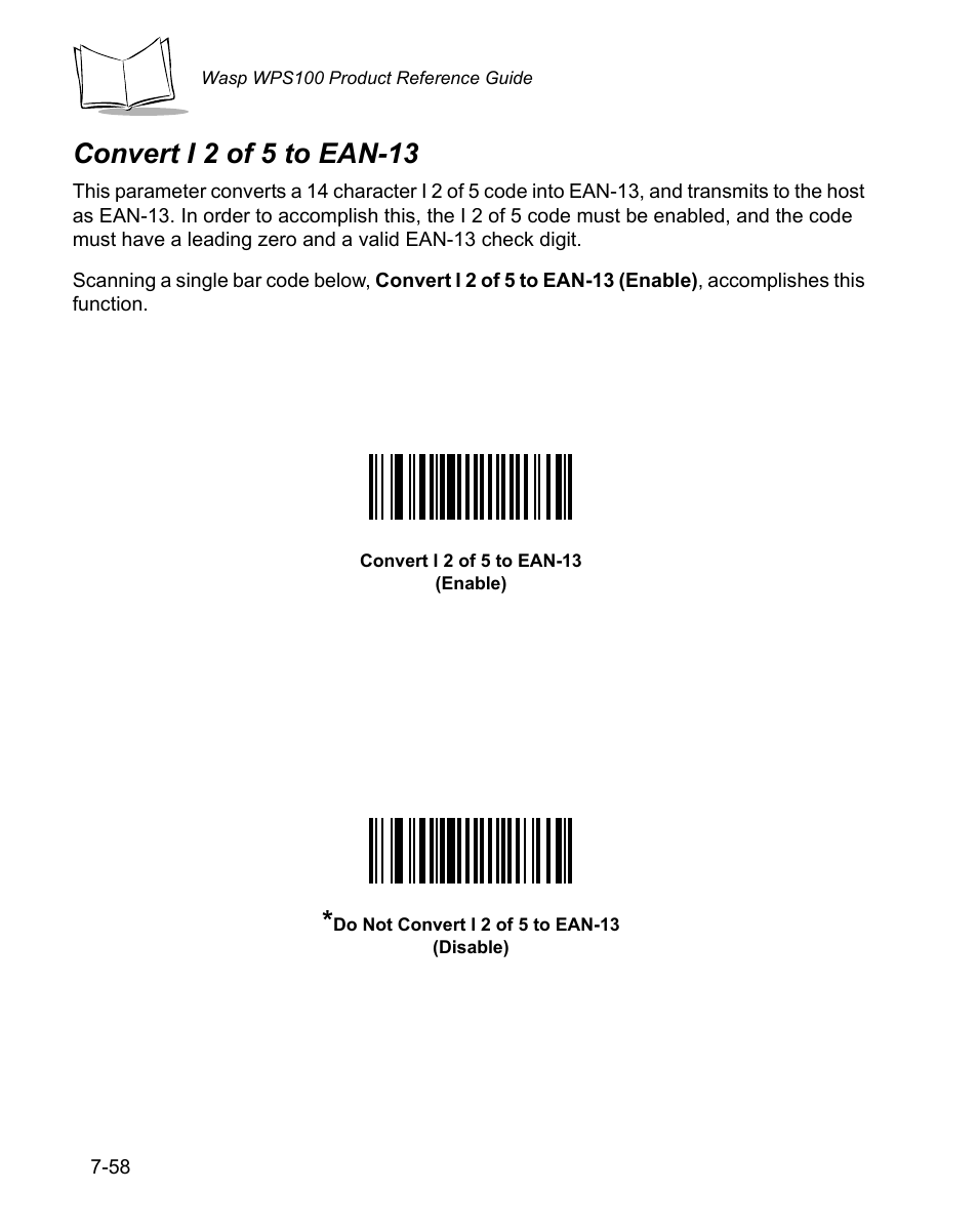 Convert i 2 of 5 to ean-13, Convert i 2 of 5 to ean-13 -58 | Wasp Bar Code WPS100 User Manual | Page 178 / 466