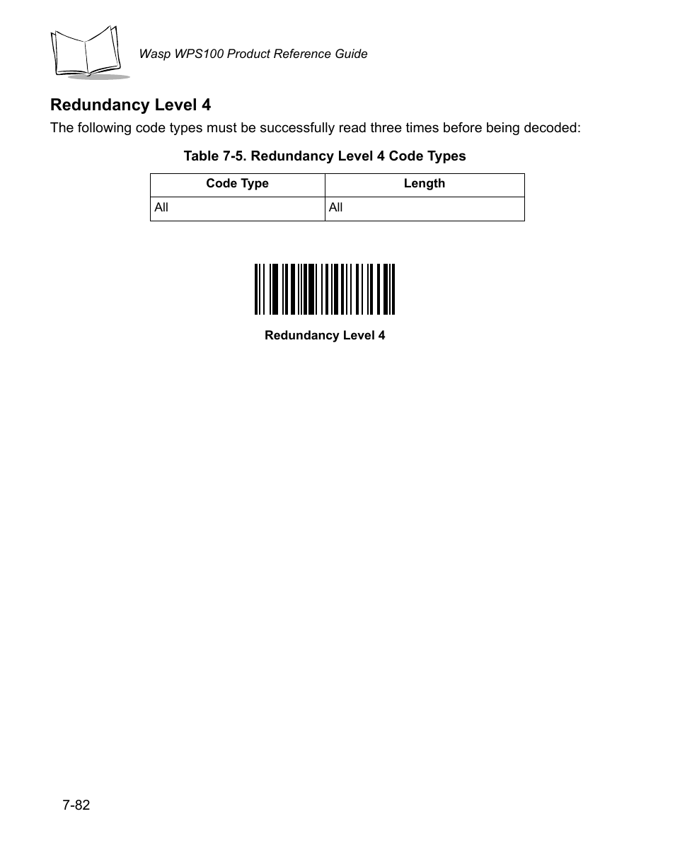 Redundancy level 4 | Wasp Bar Code WPS100 User Manual | Page 202 / 466