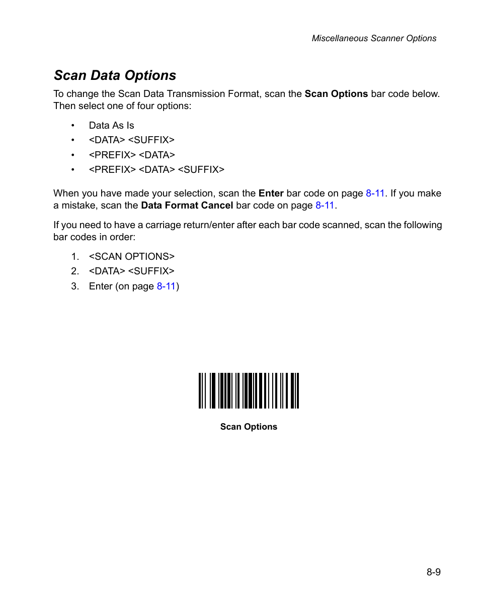 Scan data options, Scan data options -9 | Wasp Bar Code WPS100 User Manual | Page 215 / 466