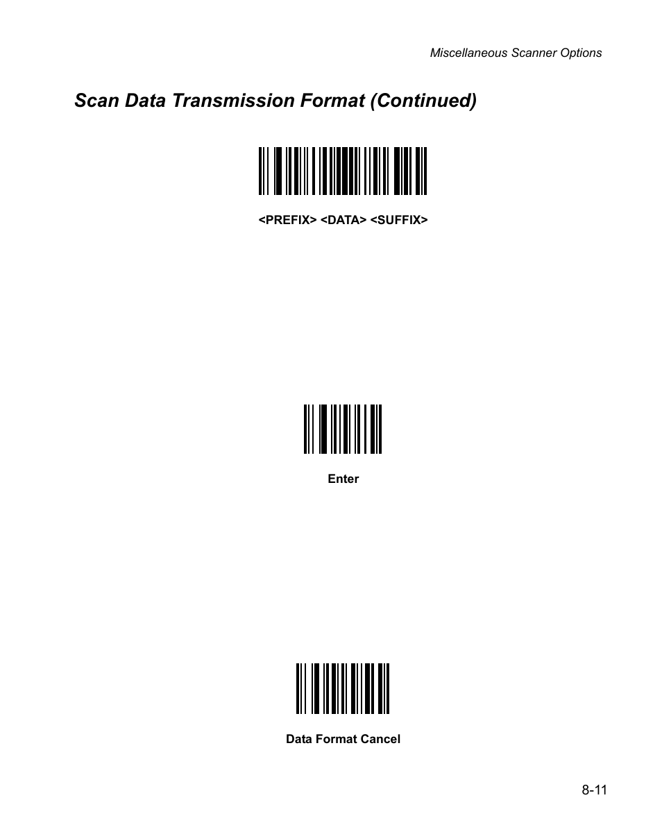 Scan data transmission format (continued) | Wasp Bar Code WPS100 User Manual | Page 217 / 466