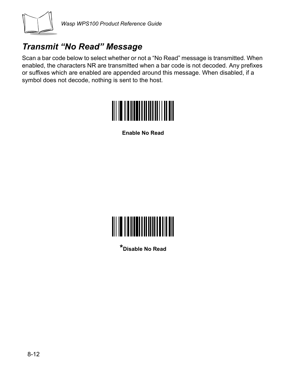 Transmit “no read” message, Transmit “no read” message -12 | Wasp Bar Code WPS100 User Manual | Page 218 / 466