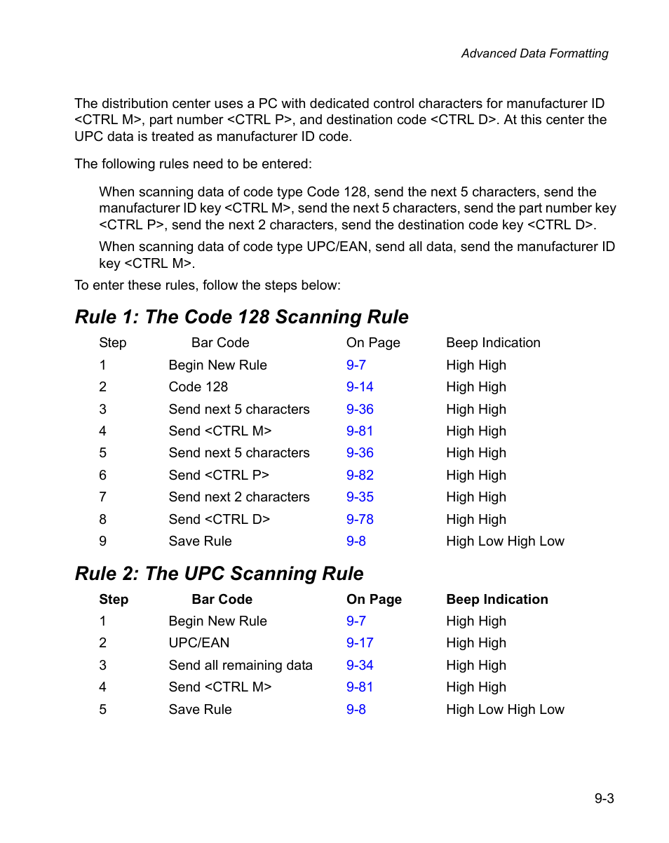 Rule 1: the code 128 scanning rule, Rule 2: the upc scanning rule | Wasp Bar Code WPS100 User Manual | Page 221 / 466
