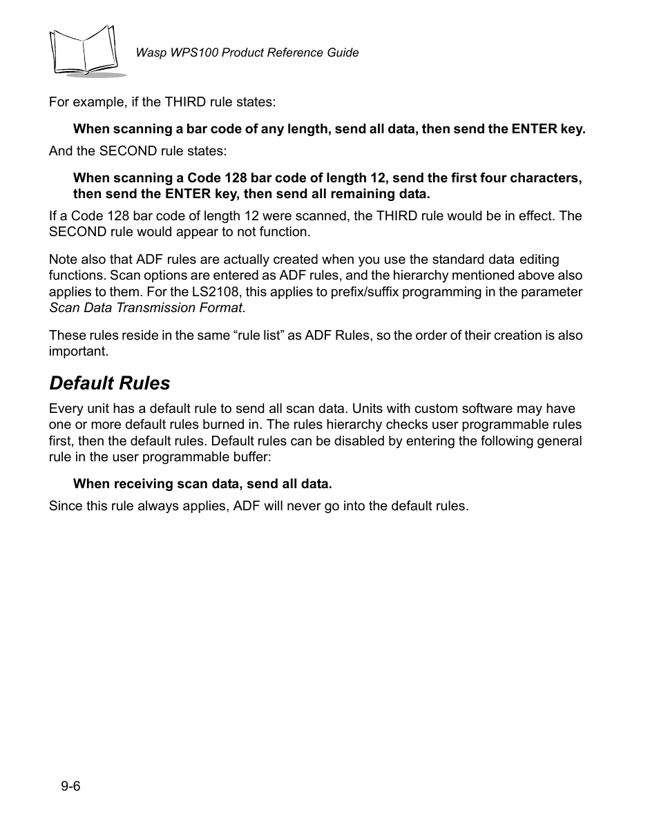 Default rules, Default rules -6 | Wasp Bar Code WPS100 User Manual | Page 224 / 466