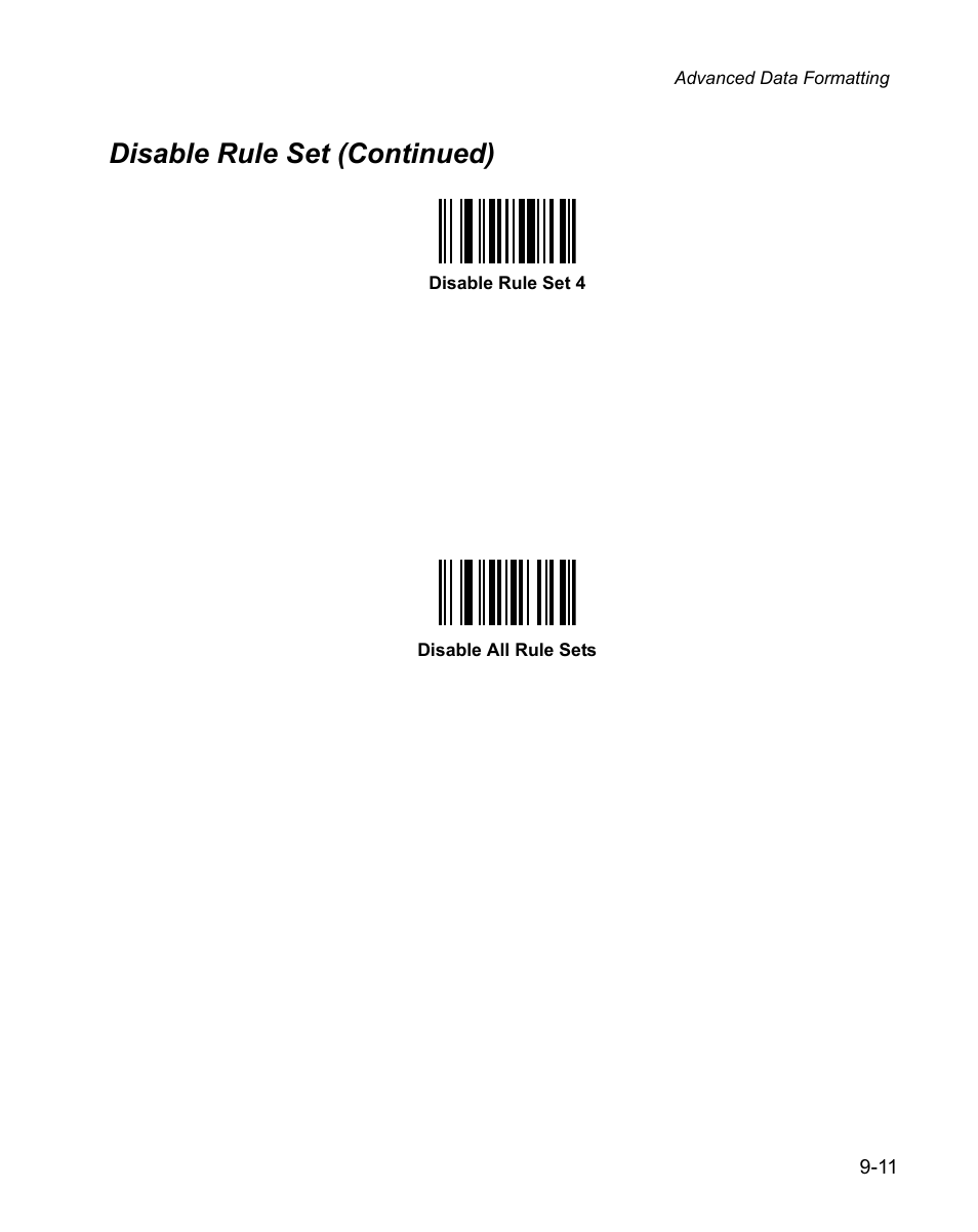 Disable rule set (continued) | Wasp Bar Code WPS100 User Manual | Page 229 / 466