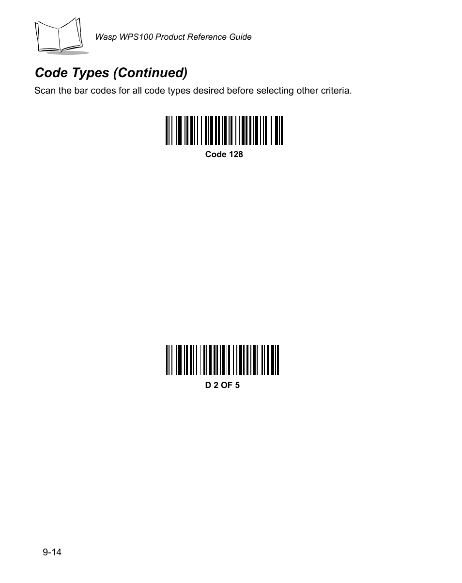 Code types (continued) | Wasp Bar Code WPS100 User Manual | Page 232 / 466