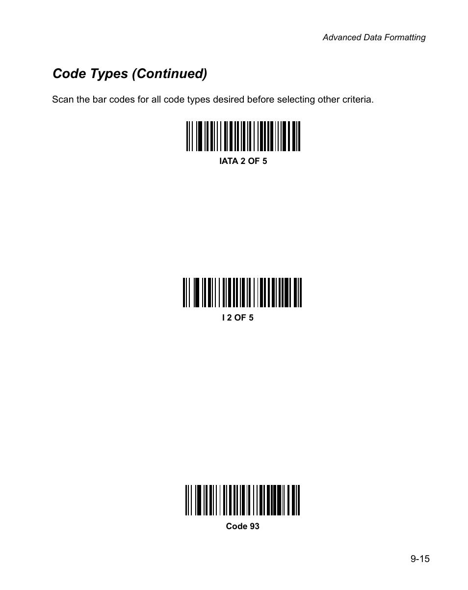 Code types (continued) | Wasp Bar Code WPS100 User Manual | Page 233 / 466