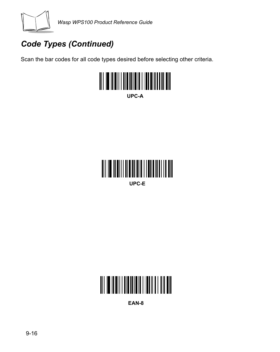 Code types (continued) | Wasp Bar Code WPS100 User Manual | Page 234 / 466