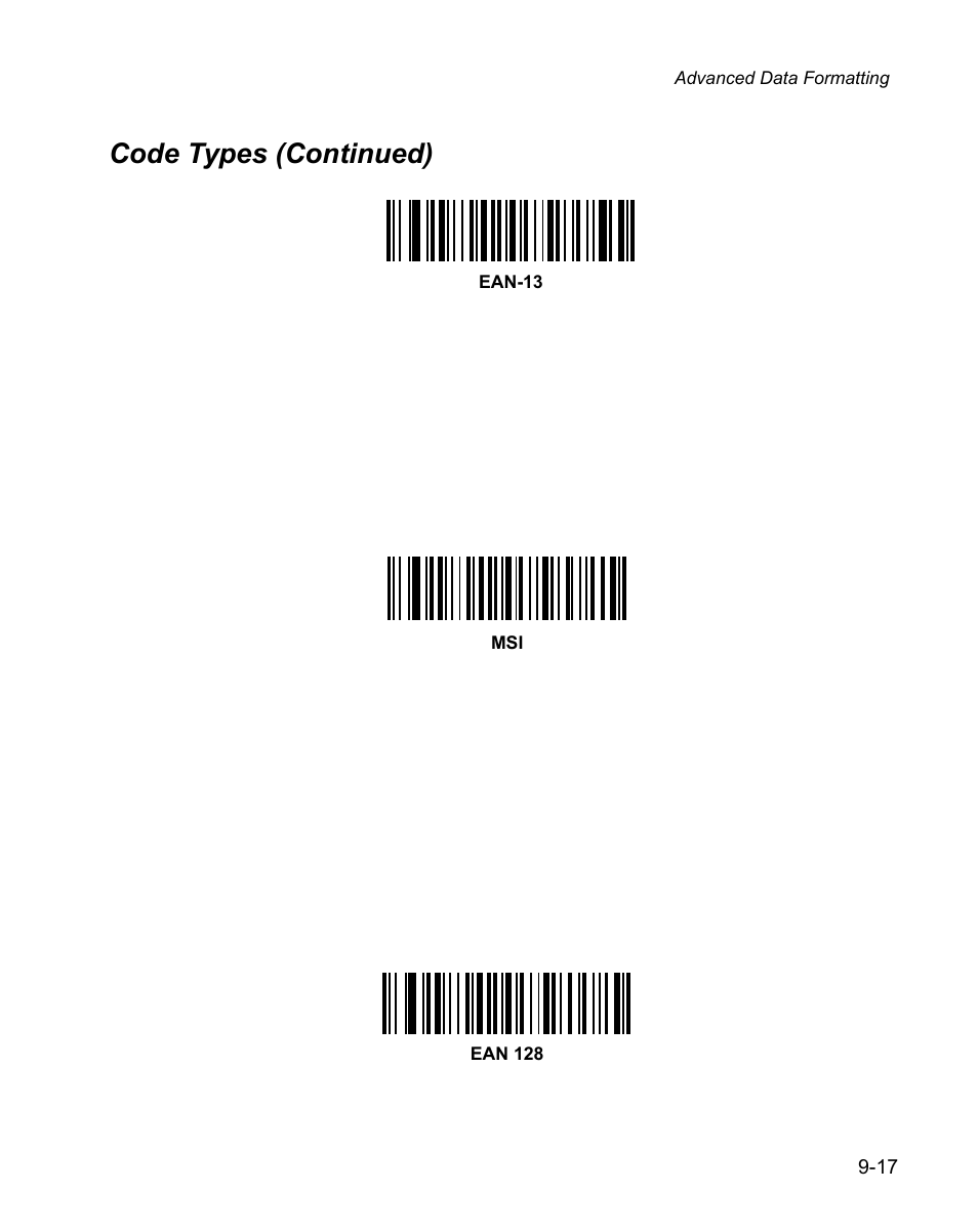 Code types (continued) | Wasp Bar Code WPS100 User Manual | Page 235 / 466