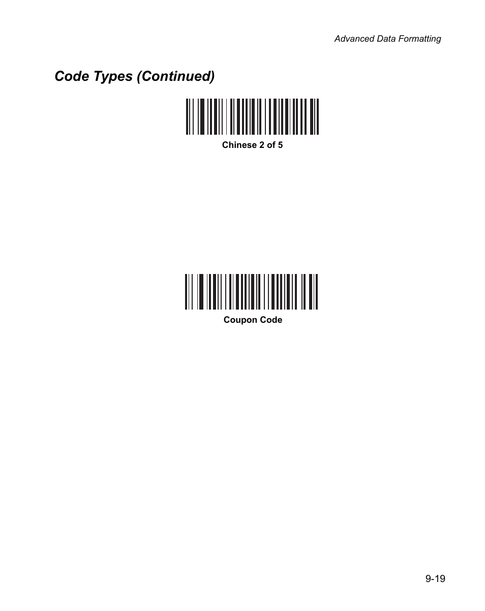 Code types (continued) | Wasp Bar Code WPS100 User Manual | Page 237 / 466