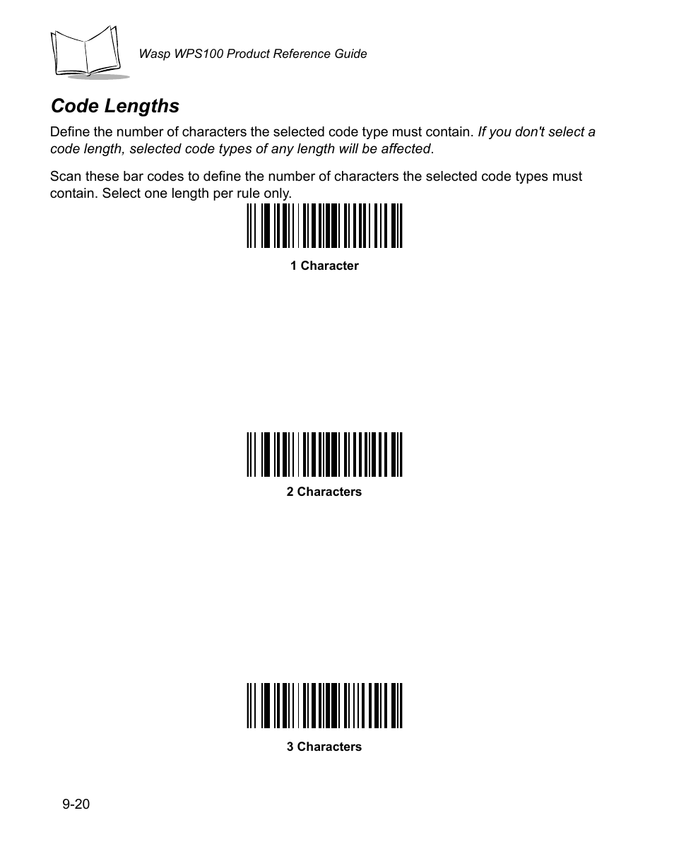 Code lengths, Code lengths -20 | Wasp Bar Code WPS100 User Manual | Page 238 / 466