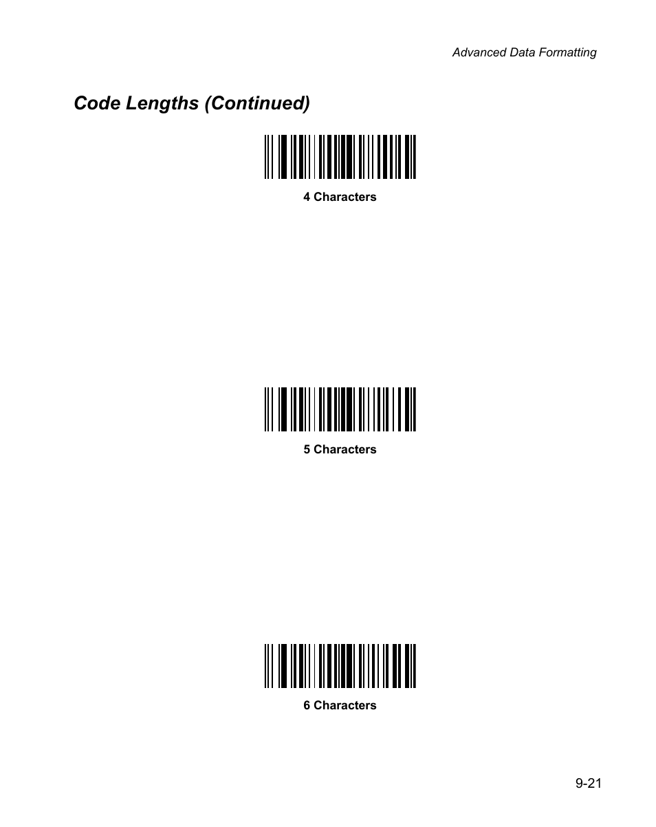 Code lengths (continued) | Wasp Bar Code WPS100 User Manual | Page 239 / 466