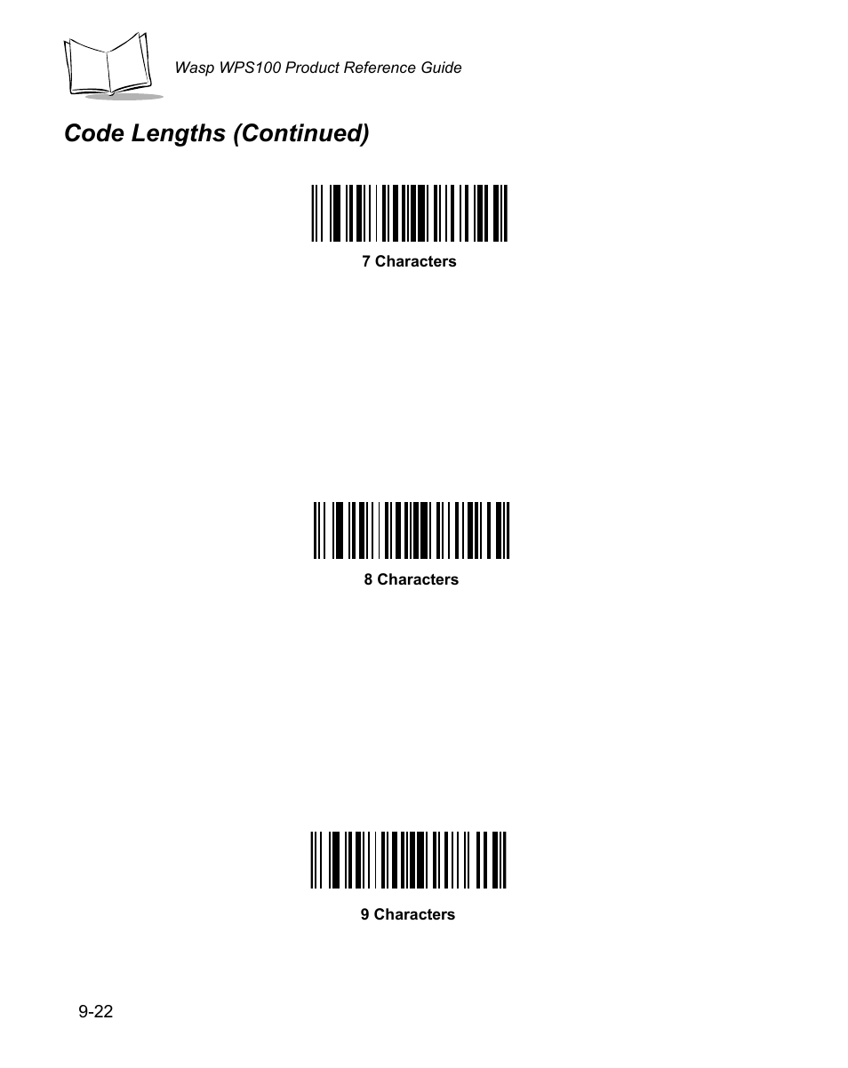 Code lengths (continued) | Wasp Bar Code WPS100 User Manual | Page 240 / 466