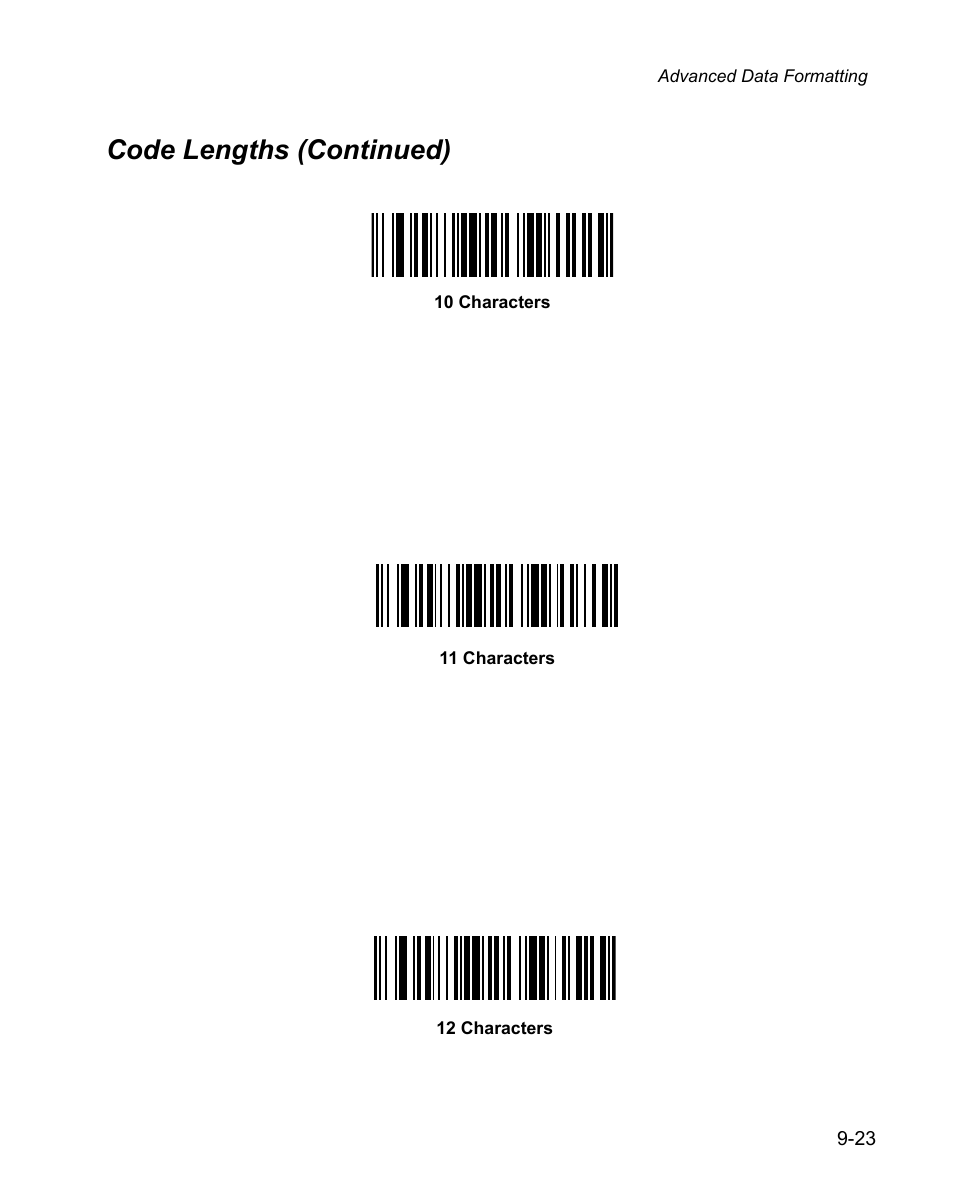 Code lengths (continued) | Wasp Bar Code WPS100 User Manual | Page 241 / 466