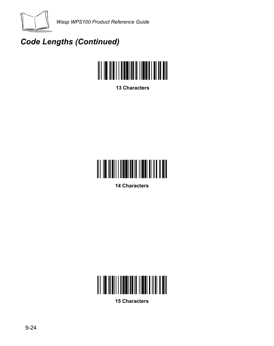 Code lengths (continued) | Wasp Bar Code WPS100 User Manual | Page 242 / 466