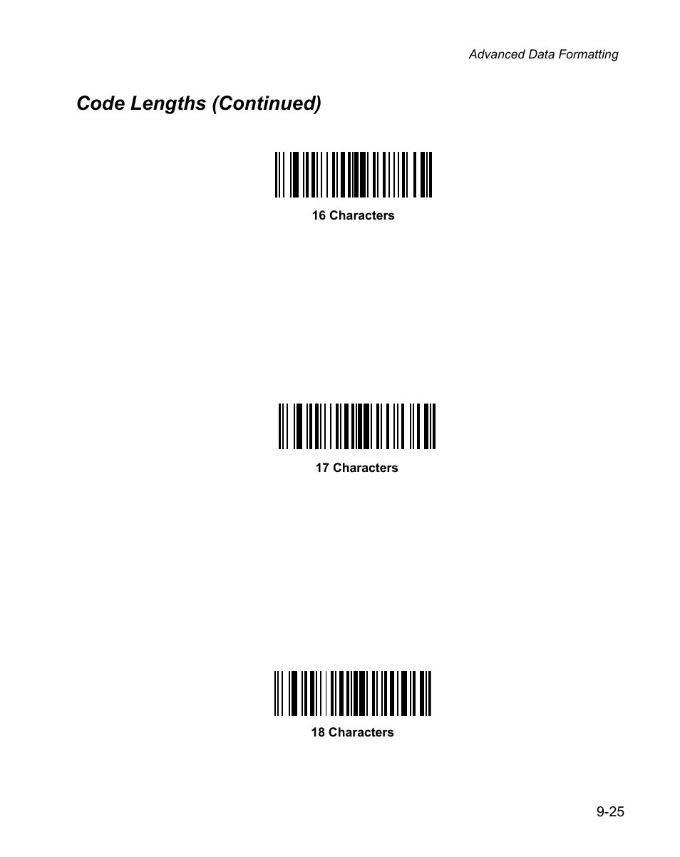 Code lengths (continued) | Wasp Bar Code WPS100 User Manual | Page 243 / 466