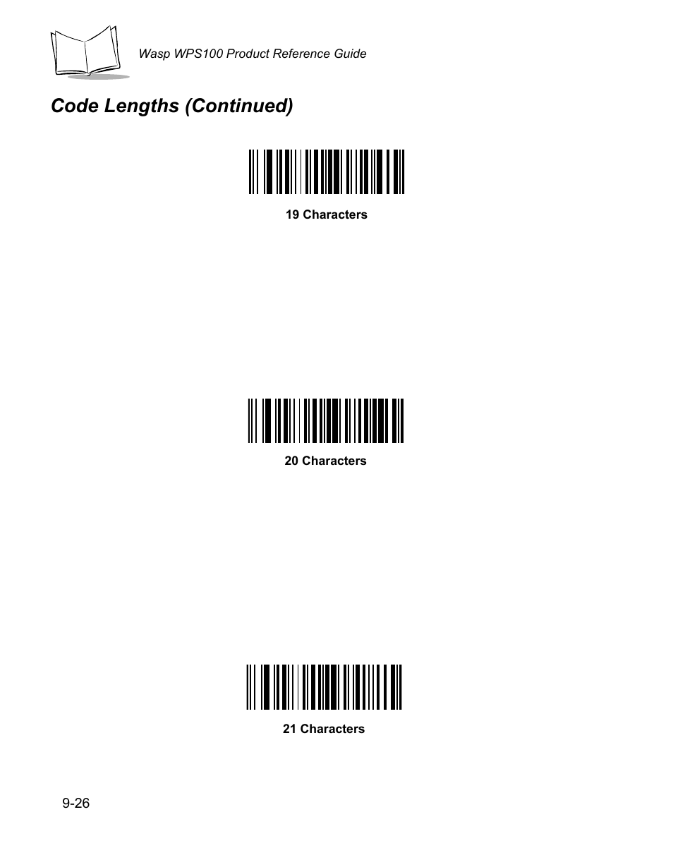 Code lengths (continued) | Wasp Bar Code WPS100 User Manual | Page 244 / 466