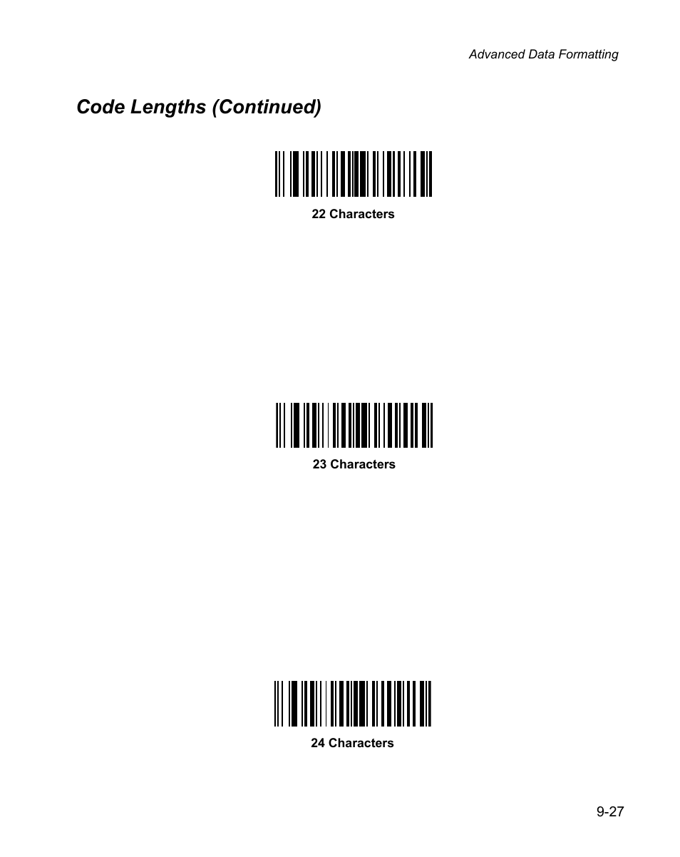 Code lengths (continued) | Wasp Bar Code WPS100 User Manual | Page 245 / 466