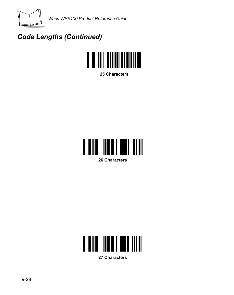 Code lengths (continued) | Wasp Bar Code WPS100 User Manual | Page 246 / 466