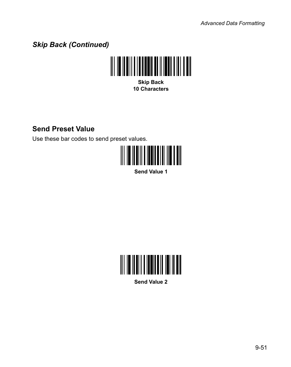 Skip back (continued) send preset value | Wasp Bar Code WPS100 User Manual | Page 269 / 466