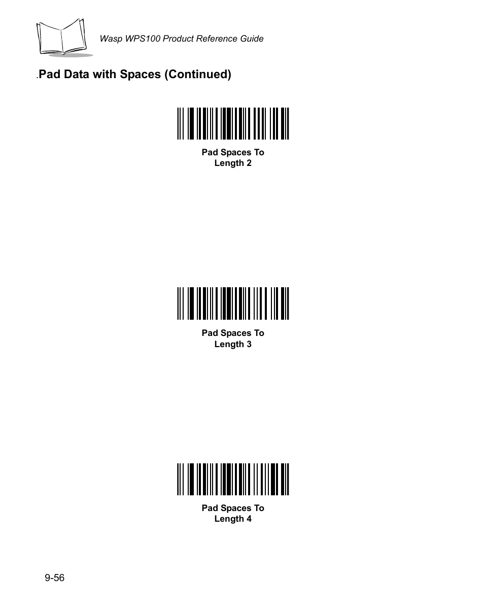 Pad data with spaces (continued) | Wasp Bar Code WPS100 User Manual | Page 274 / 466