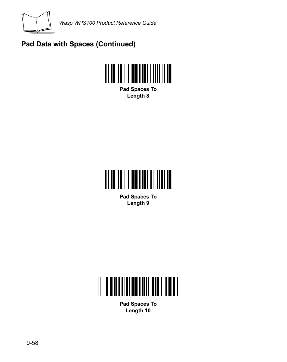 Pad data with spaces (continued) | Wasp Bar Code WPS100 User Manual | Page 276 / 466