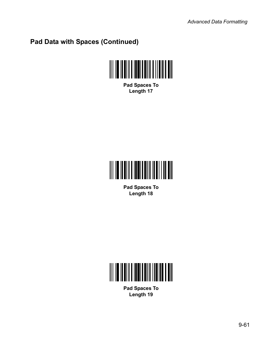 Pad data with spaces (continued) | Wasp Bar Code WPS100 User Manual | Page 279 / 466